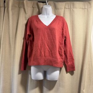 Old Navy So Soft Sweater Womens Small S Coral V‎ Neck Long Sleeve Knit Pullover